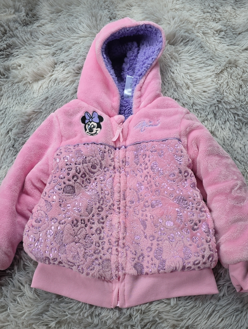 Disney Pink Minnie Mouse Hooded Sequin Lace Jacket